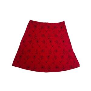 Y2k Red Floral Print Skirt